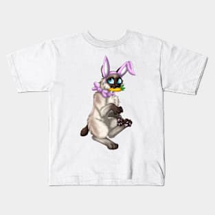 Bobtail BunnyCat: Seal Point (Pink) Kids T-Shirt